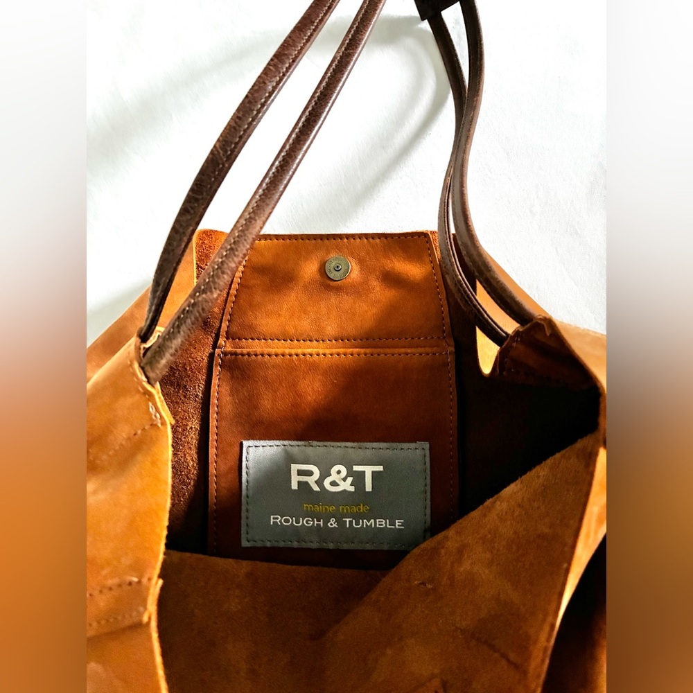 Rough & Tumble Made In Maine Deer Hide Leather Kiri Bag Slouchy Hobo Side Pocket - Picture 3 of 6